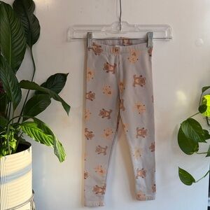 Zara Kids Leggings with Bear Print - Light Gray and Brown